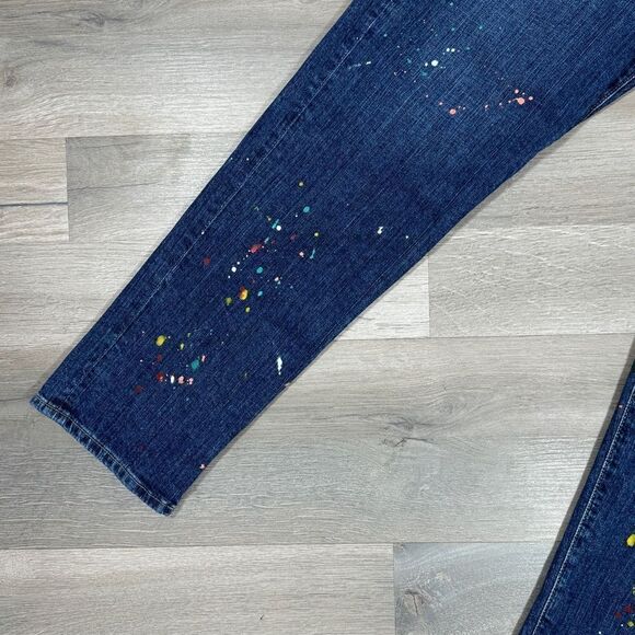 Loft Made and Loved Paint Splatter Boyfriend Jeans Blue 8 Button Fly - Picture 7 of 16